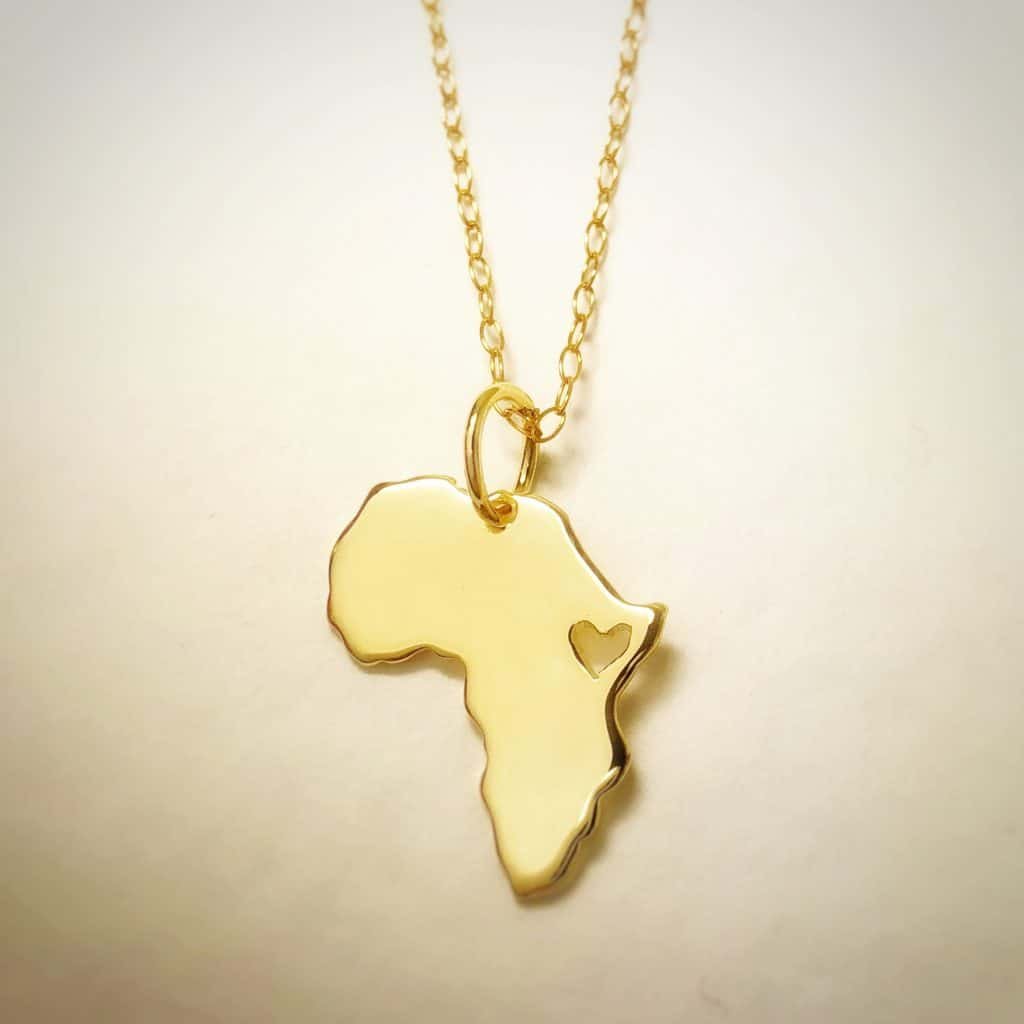 Collar África Mapa De Oro Hecho A Mano Por Africandreamland Jewelry