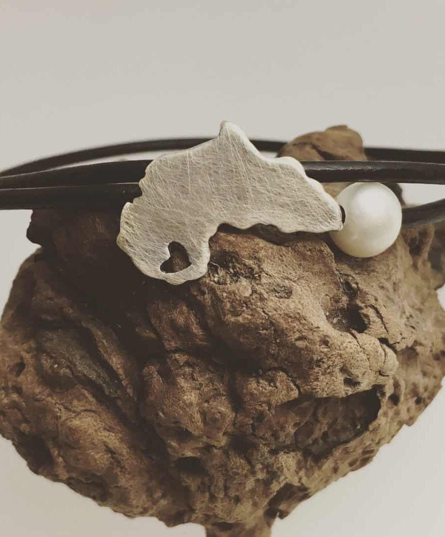 Africa Map Bracelet with Pearl