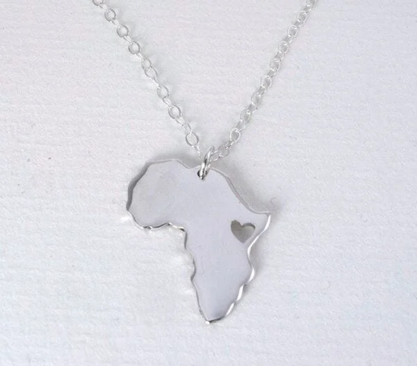 Africa Silver Map Pendant
