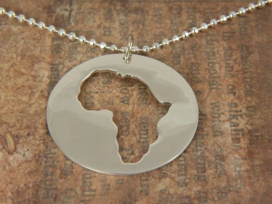Silver Round Africa Pendant 4 by AfricanDreamland Silver Round Africa Necklace