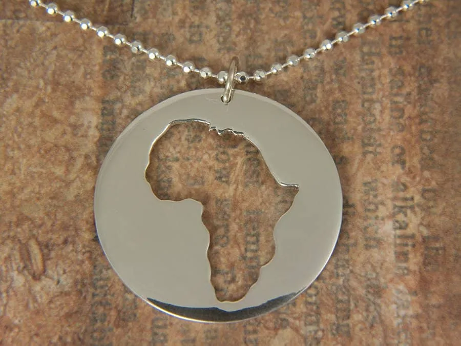 Silver Round Africa Pendant 2 by AfricanDreamland Silver Round Africa Pendant
