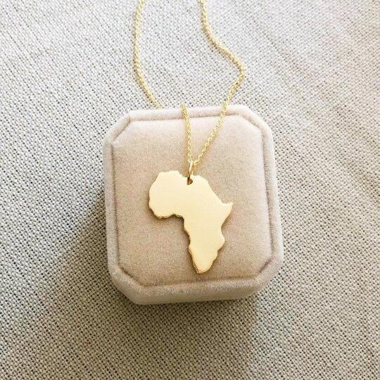 18K Gold Plated Africa Map Necklace, Afrobeats Collection – Janeliasoul