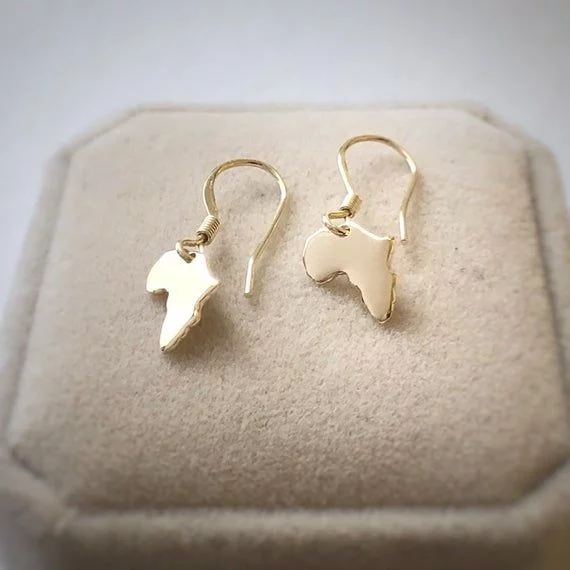 Pendientes Mapa África Dorados 2 by AfricanDreamland Pendientes Mapa África Dorados - Imagen 2