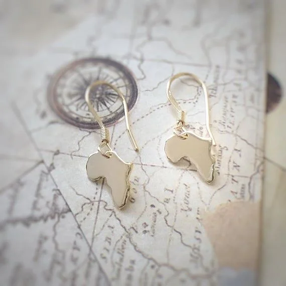 Pendientes Mapa África Dorados 4 by AfricanDreamland Pendientes Mapa África Dorados - Imagen 4