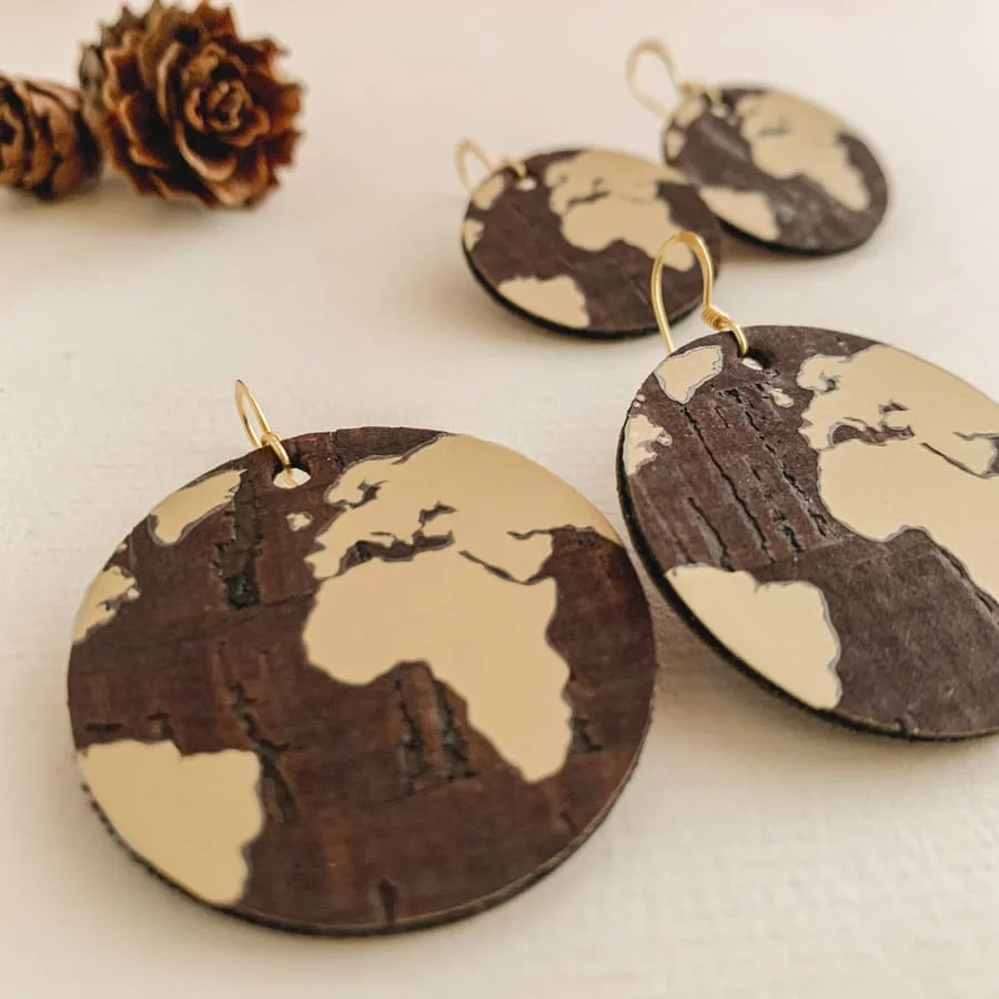World Cork Earrings Handmade In Cork And Silver Africandreamland