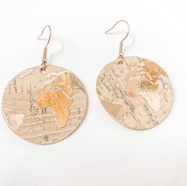World Map Earrings Handmade With Cork By Africandreamland Jewelry Top