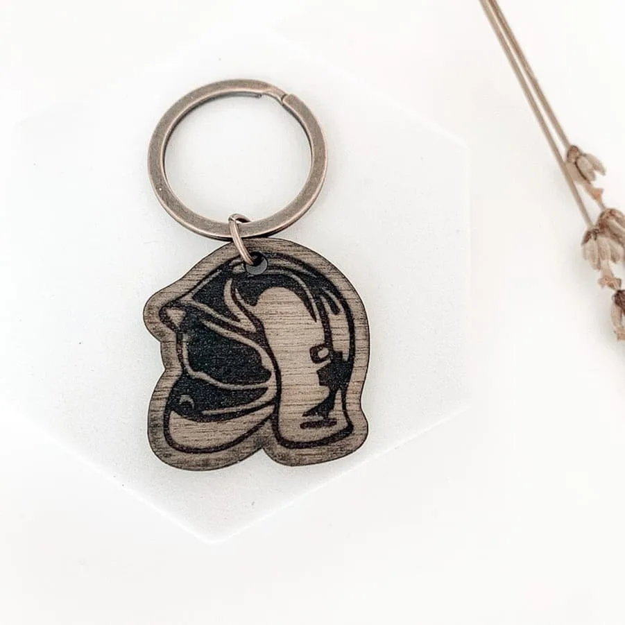 Firefighter Wood Keychain clauer casc bomber generalitat de catalunya