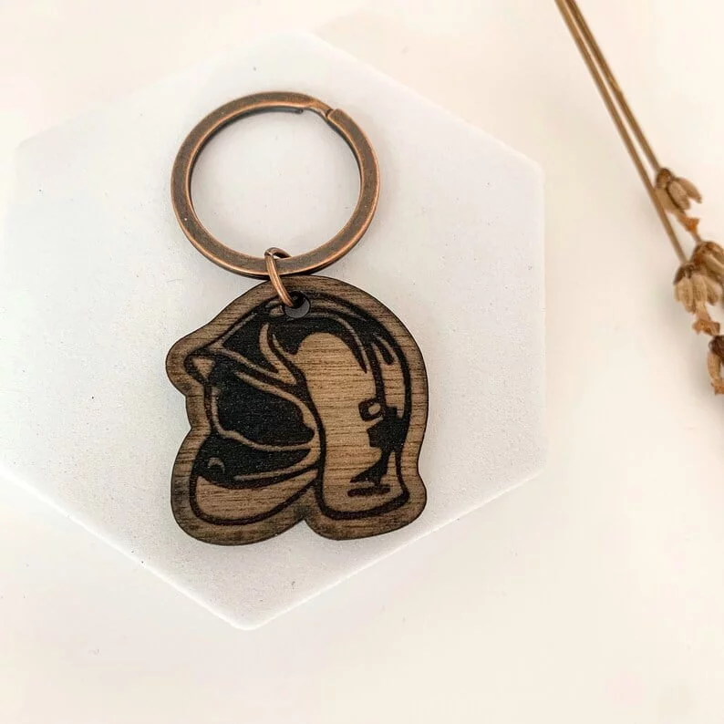 Firefighter Wood Keychain