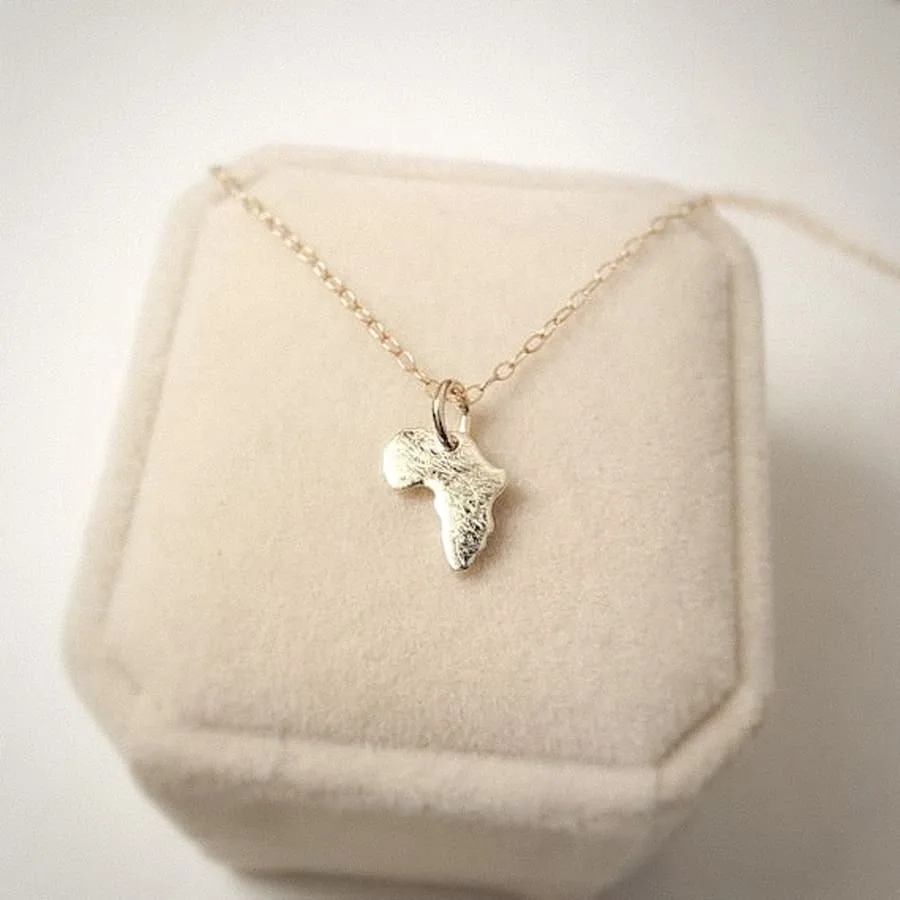 Gold Africa Map Necklace