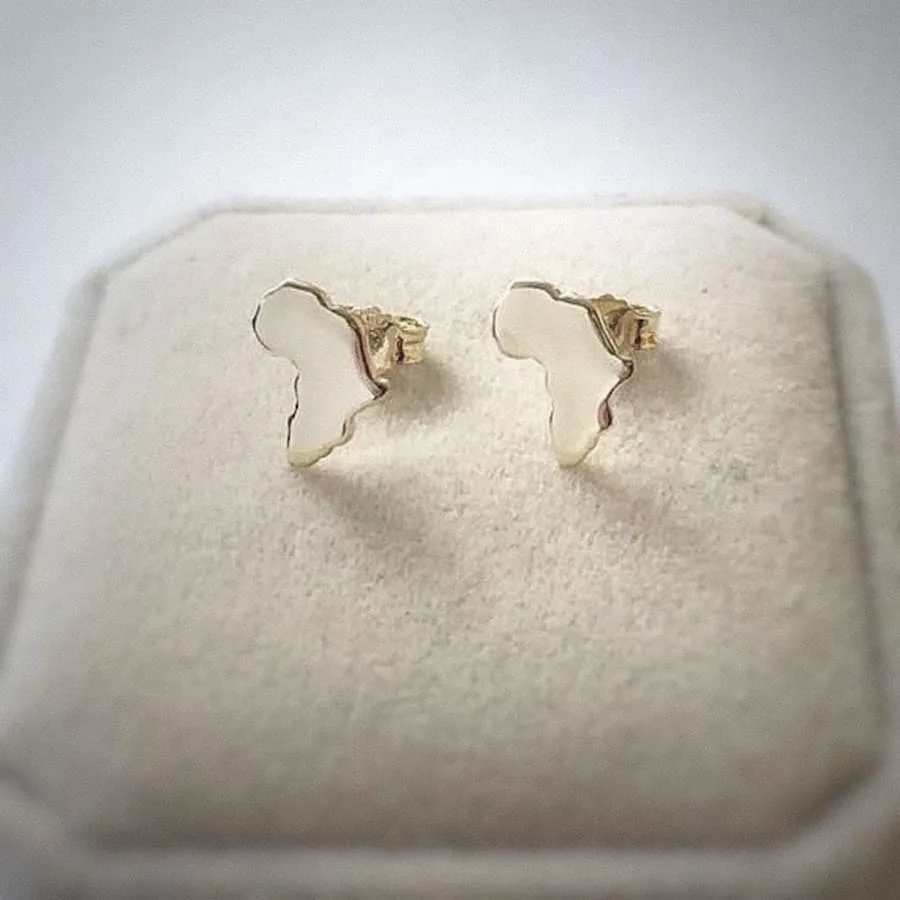 Gold Earrings Africa in 925 sterling silver gold plated by AfricanDreamland