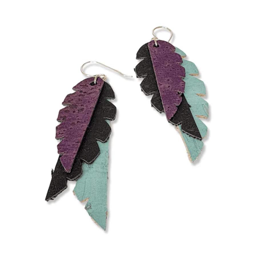 Cork Feather purple Earrings