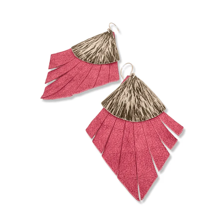 Vegan Leather Feather Earrings