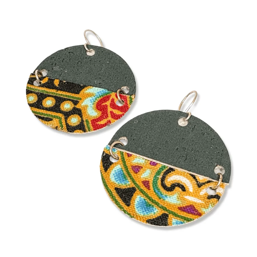 Cork wax fabric earrings blank