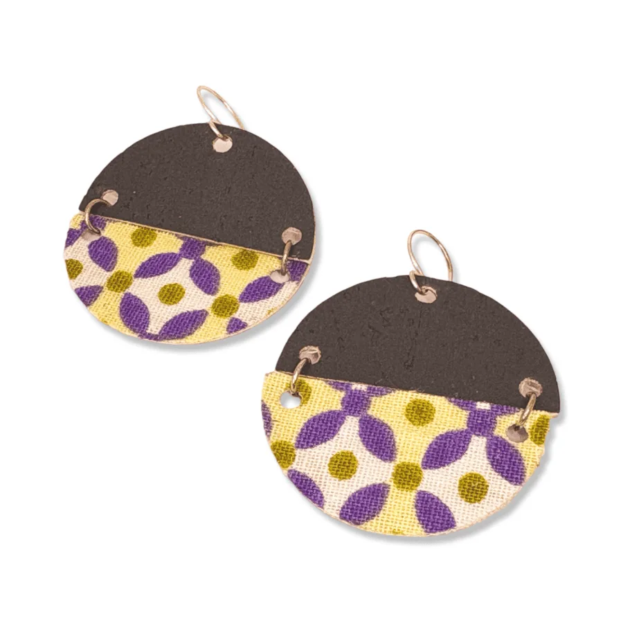 Cork and wax fabric earrings