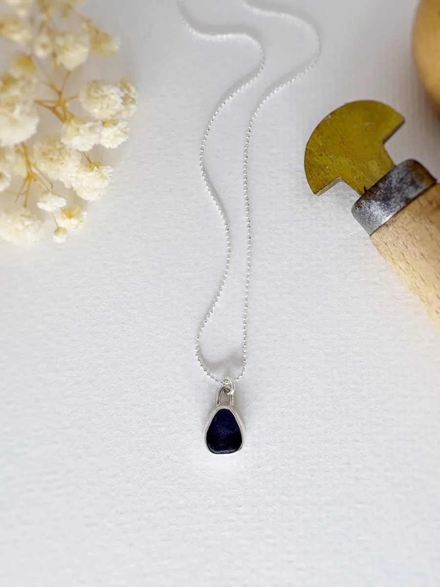 Collar Con Cristal Marino Lila 6 By Africandreamland Lilac Sea Glass Bezel Pendant