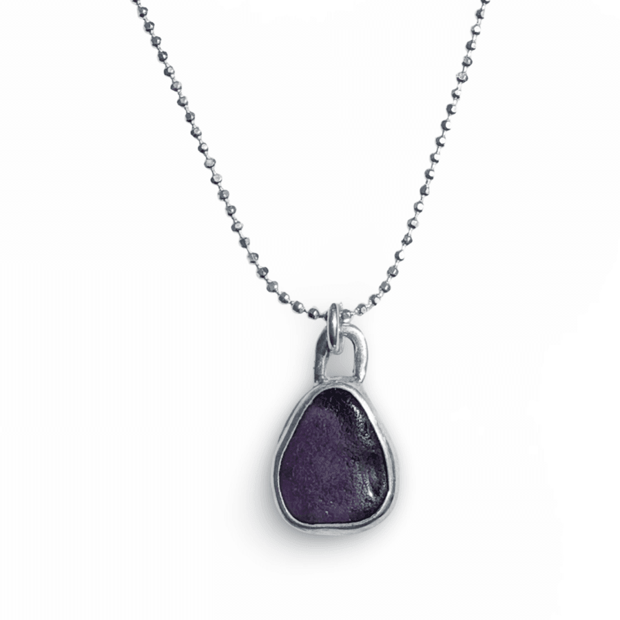 Lilac Sea Glass Bezel Necklace handmade by AfricanDreamland
