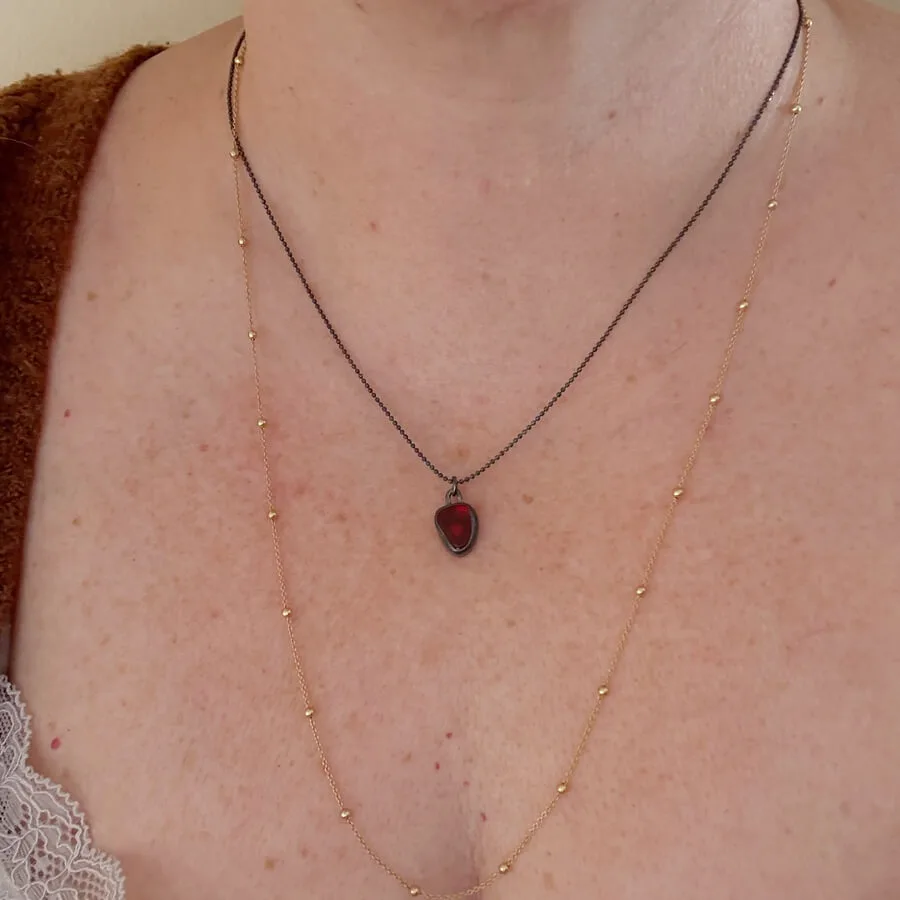 Red Sea Glass Bezel Necklace handmade by AfricanDreamland in Barcelona