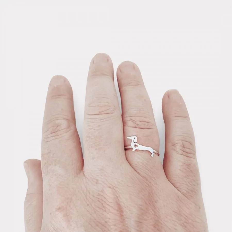Dachshund Dog Ring silver AfricanDreamland