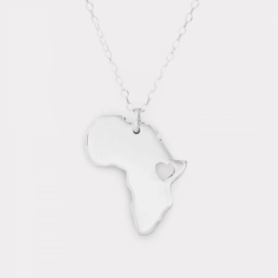 Silver Map Africa Pendant handmade by Africandreamland Barcelona