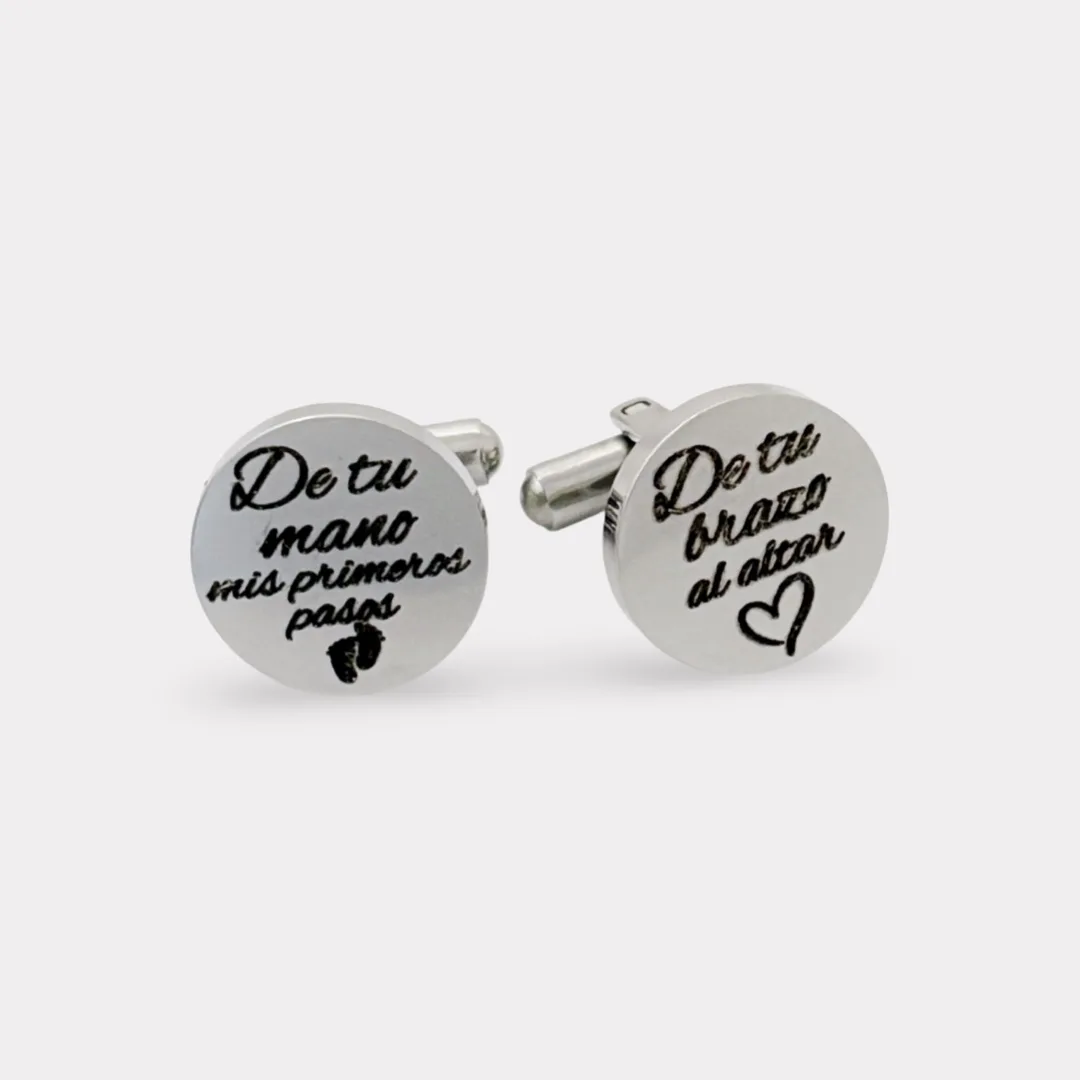 Gemelos De Boda – &Quot;De Tu Mano Mis Primeros Pasos&Quot; Y &Quot;De Tu Brazo Al Altar&Quot; 1 By Africandreamland Cufflinks For Father - Africandreamland