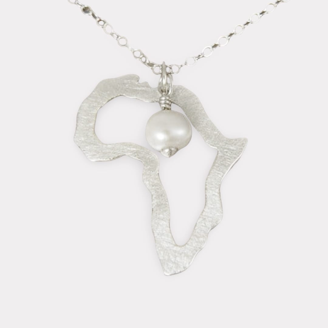 Collaret d'Àfrica amb Perla 1 by AfricanDreamland Africa Necklace with Pearl