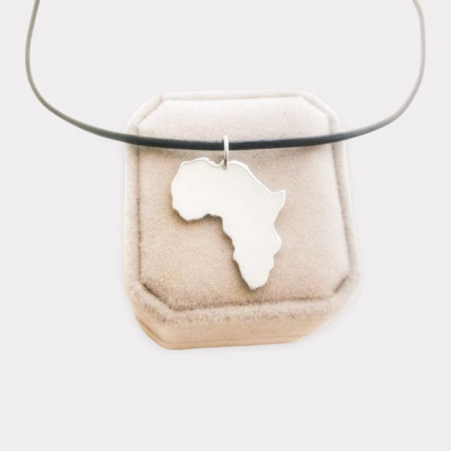 Silver Africa Map Necklace Big