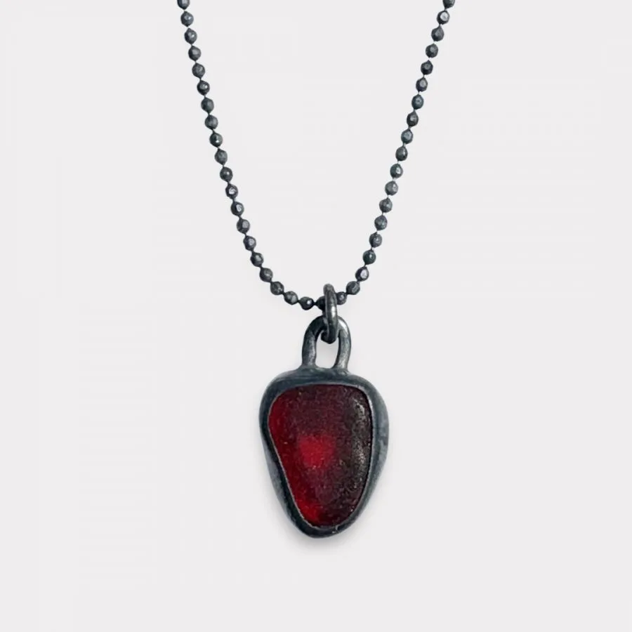 Red Sea Glass Bezel Necklace