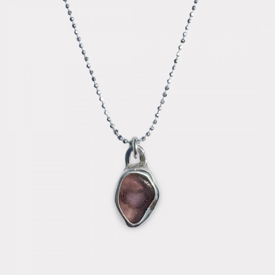 Rose Sea Glass Bezel Necklace