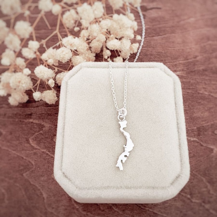 Japan necklace inspired by the distinctive map of Japan.