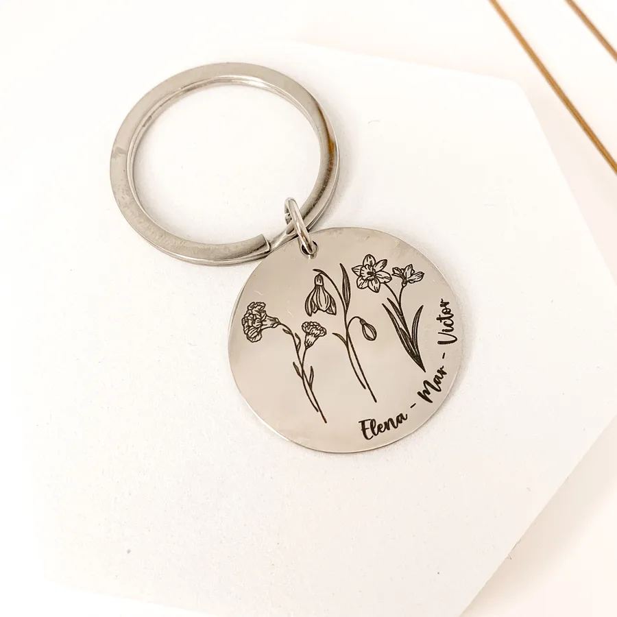 Personalized Birth Flower Keychain 2 By Africandreamland Personalized Birth Flower Keychain - Image 2