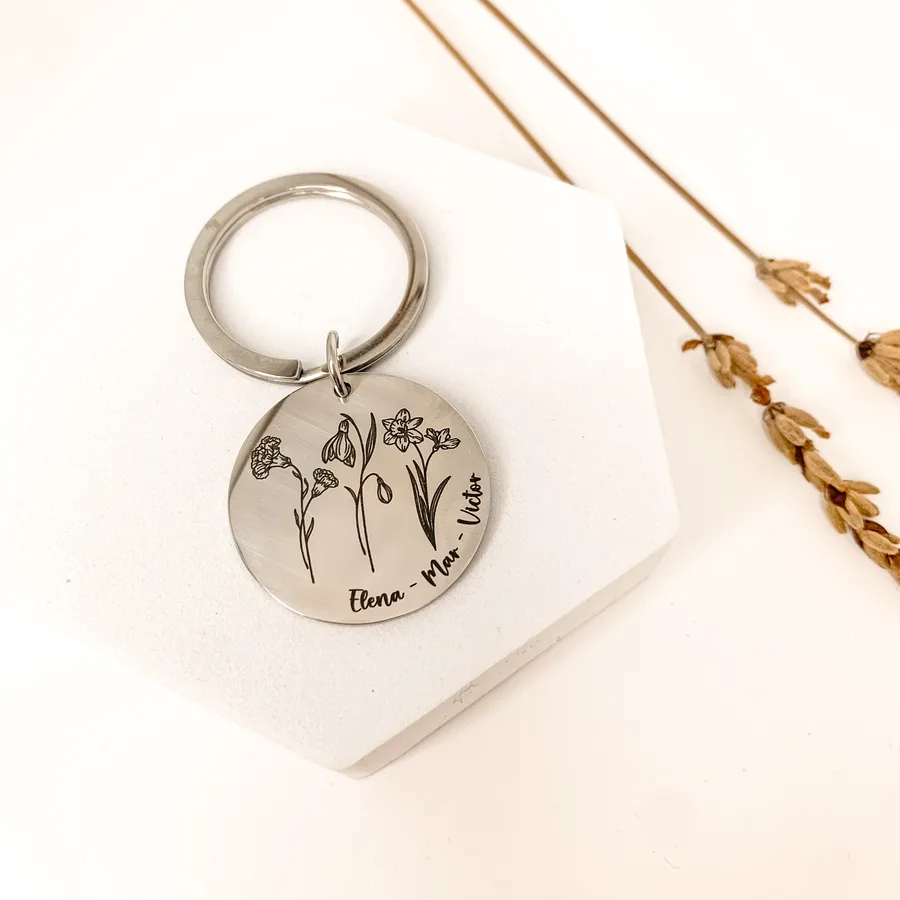 Personalized Birth Flower Keychain 3 By Africandreamland Personalized Birth Flower Keychain - Image 3