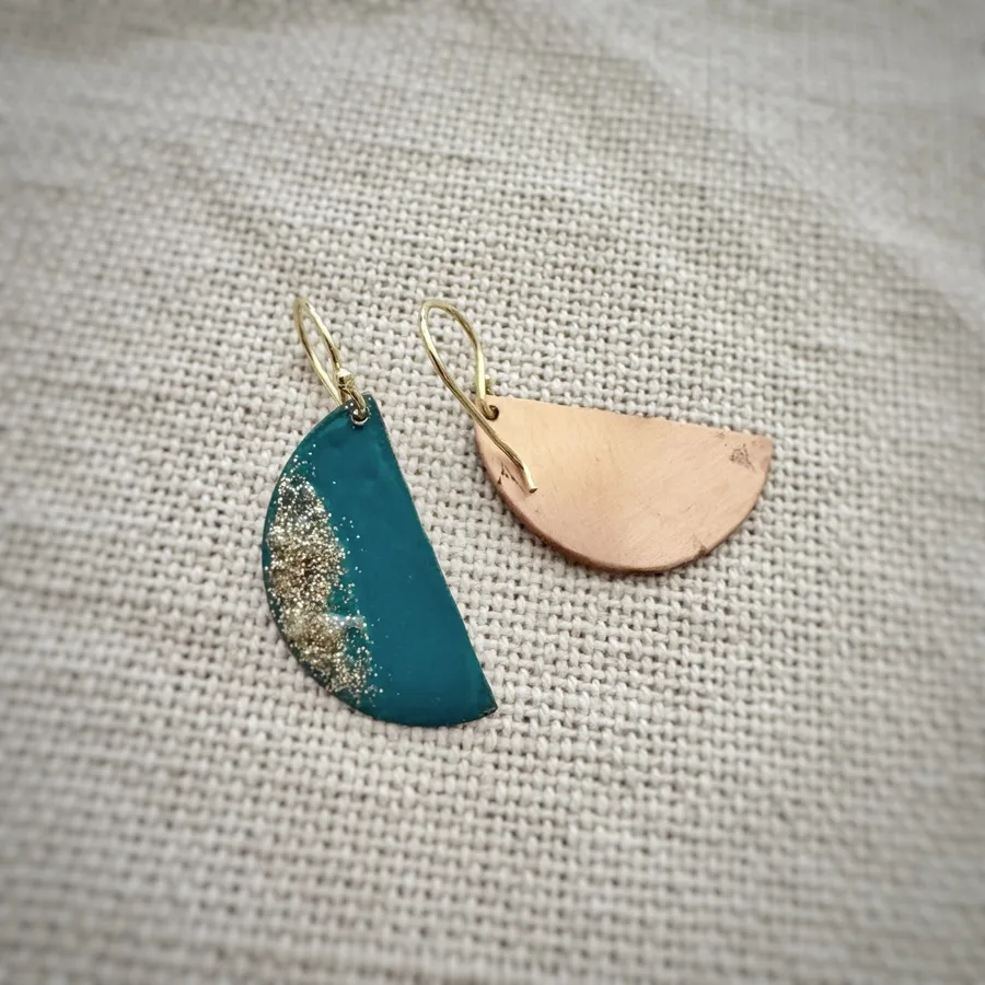 Turquoise Crescent Moon Earrings - Image 2