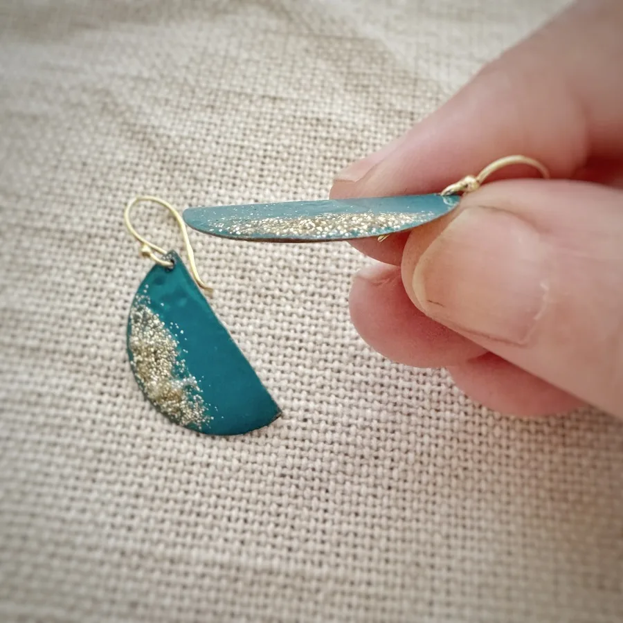 Turquoise Crescent Moon Earrings - Image 5