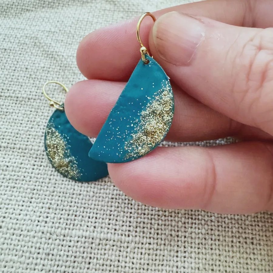 Turquoise Crescent Moon Earrings - Image 4