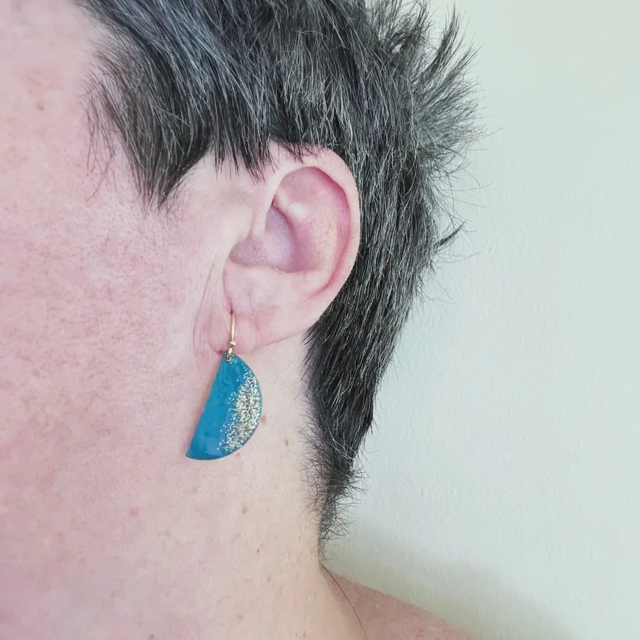Turquoise Crescent Moon Earrings - Image 3