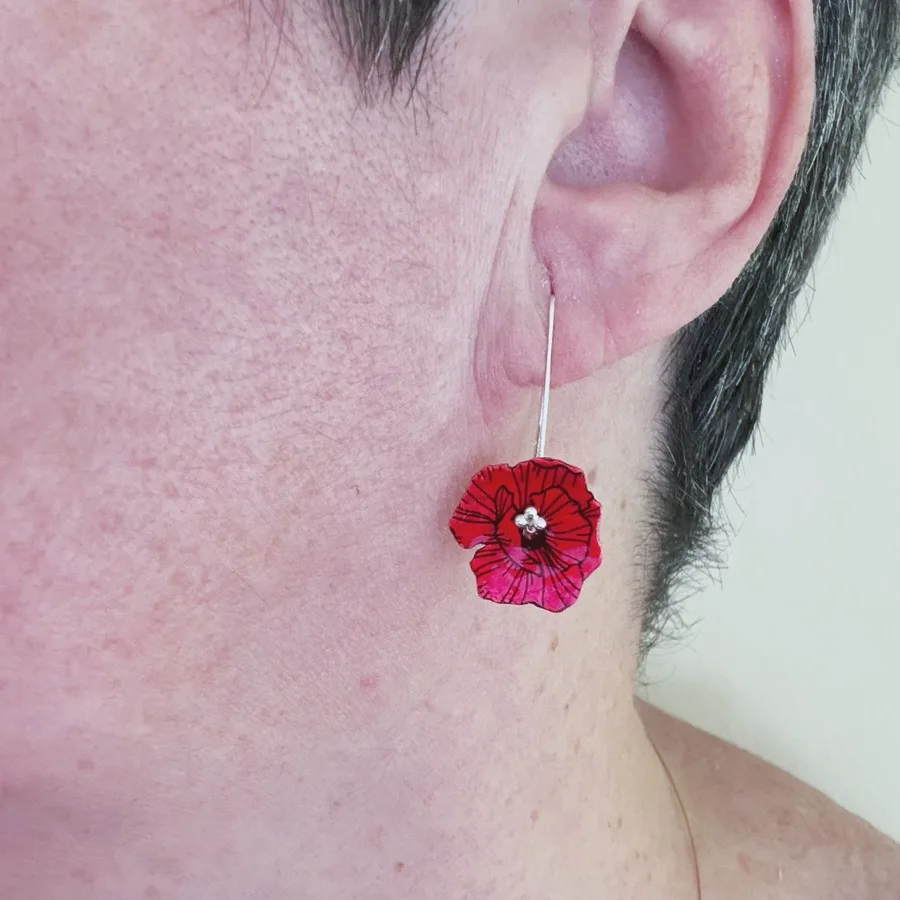 Pendientes De Amapola Roja - Imagen 2