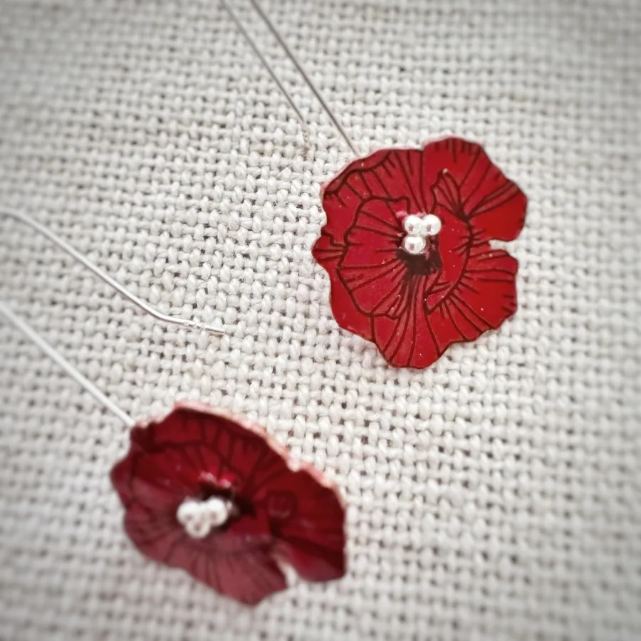 Pendientes De Amapola Roja - Imagen 3