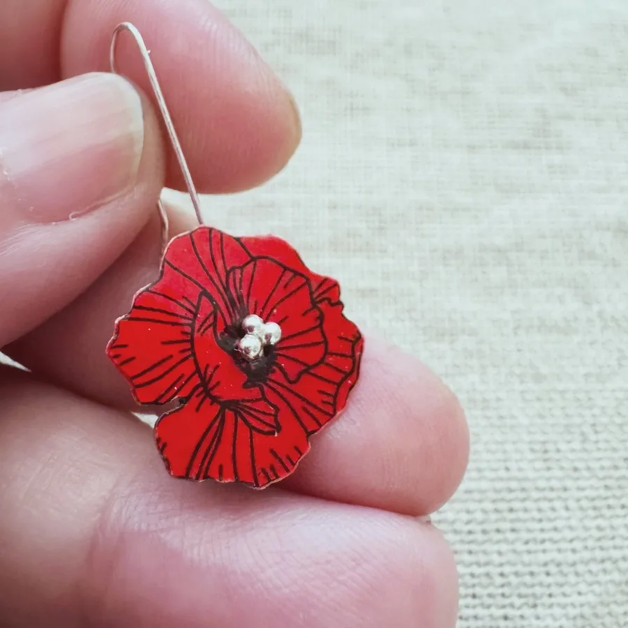 Pendientes De Amapola Roja - Imagen 5