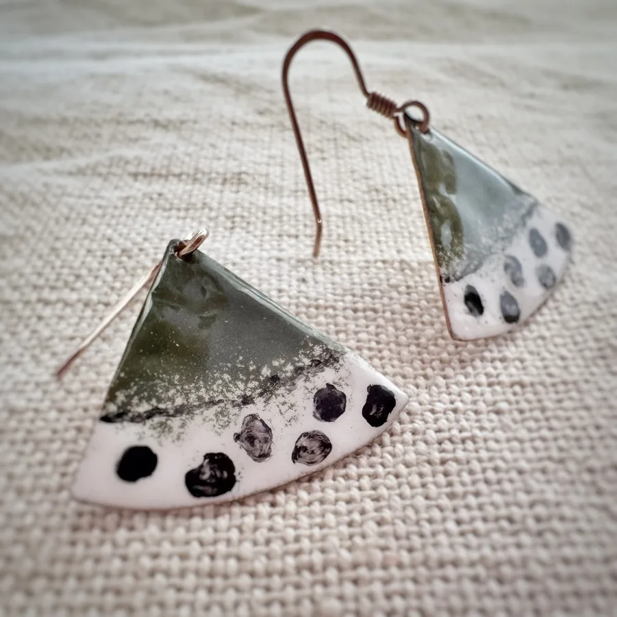 Green Fan Earrings - Image 2