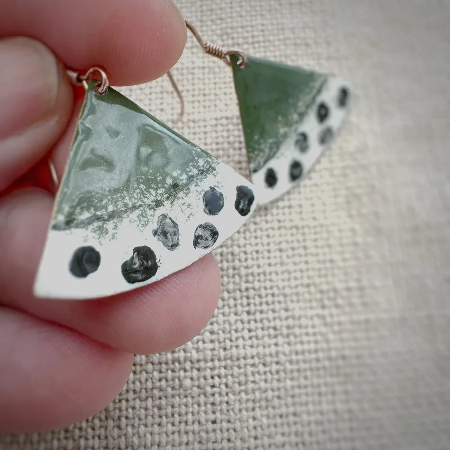 Green Fan Earrings - Image 4