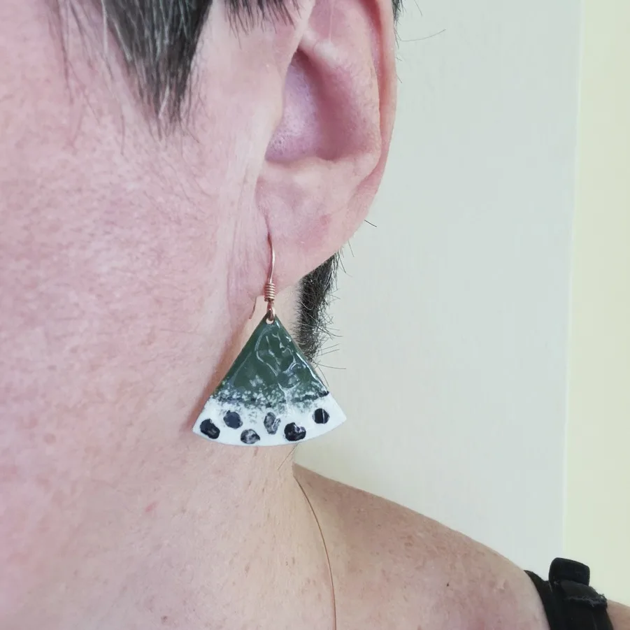 Green Fan Earrings - Image 3